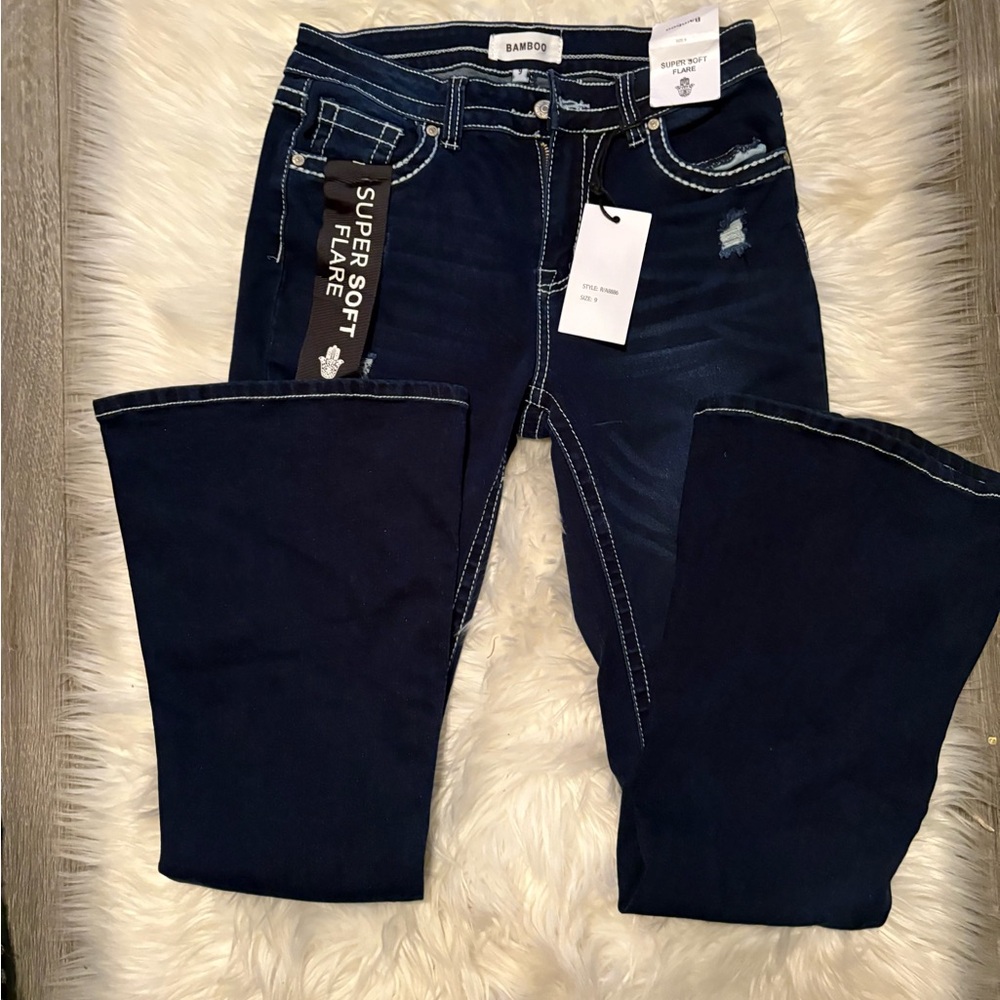 BAMBOO Navy Flare Women's Jeans